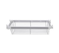 Pull Out Storage Basket with Runners,Metal Under Shelf Storage Basket,Stackable Storage Bins,30kg Weight Capacity,for Closet Wardrobe Bedroom(White,Width764-813mm)