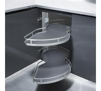 Pull Out Storage Shelf for Kitchen Cabinet, 2-Tier Slide Out Organizer with Soft Close for Blind Corner Cabinets