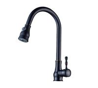 Pull Out The Spray Head Kitchen Faucet Spring Hot and Cold Water Tap Mixer Kitchen Sink Faucet Chrome Plated Single Handle Can Be Rotated Bibcock Vessel Faucet (A)