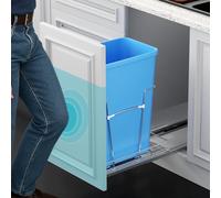 Pull Out Trash Can Under Cabinet Kit - Heavy Duty Push to Open Slides with Door Mounting Kit, Fits 15"W x 18"D Cabinets for Kitchen/Laundry (Trash Bin Not Included, Updated Design)