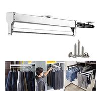 Pull Out Trouser Hanger Rack, Pull-Out Closet Valet Rod, Retractable Trouser Rack for Home Closet, Sliding Hanger Rail Organizer, Space-Saving Wardrobe Storage Rack/55C,