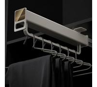 Pull Out Trouser Rack For Wardrobe - 30-55cm Extendable Clothes Rail, Extendable Clothes Rail With Sliding Rails, Adjustable Pull-Out Closet Rod(Gray,35cm)