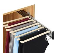 Pull-Out Trouser Rack Removable Drawer-Style Pants Holder, 9 Steel Bars Extendable Sliding Rail, Space Saving Wardrobe Storage Closet Organizer