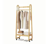 Pull-Out Trouser Rack Removable Pull-Out Rack Wardrobe Storage Expandable Space Saving Drawer-Style Hanger Rod Rolling Trolley,Bamboo Garment Rack Freestanding Clothes Hanging Rack Bamboo Co