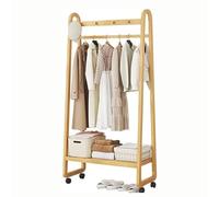 Pull-Out Trouser Rack Removable Pull-Out Rack Wardrobe Storage Expandable Space Saving Drawer-Style Hanger Rod Rolling Trolley,Bamboo Garment Rack with 5 Shelves Freestanding Clothes Hanging