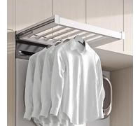 Pull-Out Trouser Rack Removable Pull-Out Rack Wardrobe Storage Expandable Space Saving Drawer-Style Hanger Rod Rolling Trolley,Space-Saving Pull-Out Pants Rack for Closet - Removable Hanging