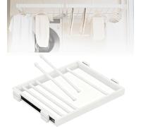 Pull-Out Trouser Rack Removable Pull-Out Rack Wardrobe Storage Expandable Space Saving Drawer-Style Hanger Rod Rolling Trolley,Adjustable Aluminum Alloy Drying Rack for Washing Machine Push-