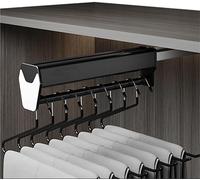 Pull Out Trousers Rack -Heavy Duty Adjustable Wardrobe Rail Clothes Rack,Stainless Steel Hanger Rail,Extendable Trousers Rac(40 * 8 * 9.5cm)