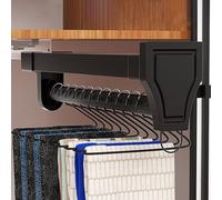 Pull-Out Trousers Rack, Three-section Damping Slide Rail Pull Out Trouser Hanger Rack Aluminum Alloy Pull Out Pants Rack for Scarf Clothes Wardrobe Jeans Pants Multi-functional Closet Rod Bl LWX