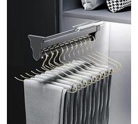 Pull Out Trousers Rack, Wardrobe Extendable Trouser Hanger,Trouser Clothes Rail With Silent Damper,Space Saving,Color1-54.5cm