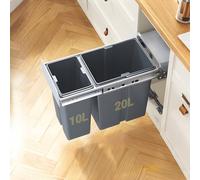 Pull-Out Under Cabinet Trash Can with Soft-Close Sliders Kitchen Sink nizer Grey ABS Plastic Space-Saving Design with Top Sto Tray for Easy Access