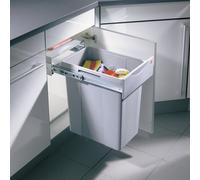 Hailo Easy Cargo Solo Rubbish Bin 3668401 Large 40 L Built-in Kitchen Waste Bin for 40 cm Cabinet Width Waste Separation System, Plastic Light Grey
