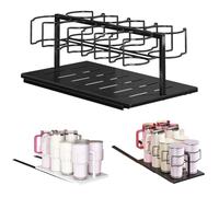 Pull Out Water Bottle Organizer for Kitchen Cabinets, Push-Pull Tumbler Storage Holder for Stanley Cups, Smooth Silent Sliding Cup Rack for Under Sink, Countertop & Locker