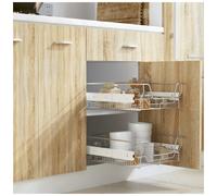 Pull-Out Wire Baskets for 30cm Cabinet Silver Polished Chrome Steel 2pcs Smooth