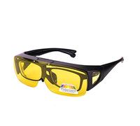 Pull Over Night Vision Glasses for Glasses Wearers, HD Anti-Glare Polarised Lenses for Men and Women, Black Frame/Yellow Lens