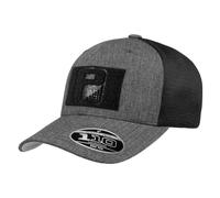 Pull Patch Curved Bill Flexfit + Snapback Trucker Hat | Melange Charcoal and Black Tactical Cap | 2x3 Inch Loop Surface to Attach Morale Patches, Melange Charcoal/Black