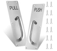 Pull Push Door Handles, Stainless Steel Heavy Duty Pull Push Plate, Silver Door Handle with Metal Plate Screws, Commercial Fire Door, Sliding Barn Door Handle, for Home Office Public, 300 X 80 mm