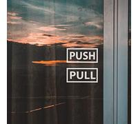 Pull Push Door Sign - Traditional Style Home Decor Wall Sticker. Handmade Push Vertical Stickers Sign - White Self-Adhesive for Business, Stores, Cafes, Shops. Indoor and Outdoor Square Signs