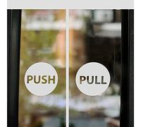 Pull Push Door Signs Stickers Shop Window Salon Bar Cafe Restaurant Office Vinyl Sign 3inch