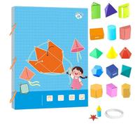 Pull String 3D Geometry Learning Book, DIY Geometry form Sets, Geometry Forms Book for Beginners with 15 Solids Models, Space Thinking Training, 3d shapes Educational Toys for Kids Ages 5-12