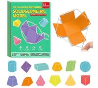 Pull String 3D Geometry Learning Book, DIY Solid Educational Books, Geometry for Beginners with 15 Solids Models, DIY Educational Toys Teach Volume and Surface Formulas, Space Training for Boys Girls