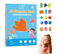 Pull String 3D Geometry Learning Book, DIY Solid Educational Books, Geometry for Beginners with 15 Solids Geometric Models Space Thinking Training Game for Boys Girls