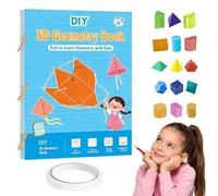 Pull String 3D Geometry Learning Book, DIY Solid Educational Books, Geometry Form Sets for Beginners with 15 Solids Geometric Models, Space Thinking Training Game for Boys Girls, Educational Tools