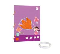 Pull String 3D Geometry Learning Book,DIY Solid Geometry Thinking Training Book with 9/12/15 Solids for Kids Ages 5-8,8-12,Teach Volume & Surface Area Formulas,Safe Braided Rope Design (Purple Pink)
