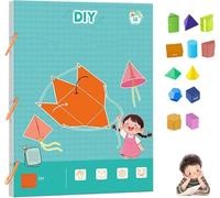 Pull String 3D Geometry Learning Book, Geometry for Beginners with 9/12/15 Solids Geometric Models, Pull String 3D Geometry Toy, Teach Volume & Surface Area Formulas, For Kids Ages 5-12 -12-model