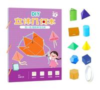 Pull String 3D Geometry Learning Book, Geometry for Beginners with 9/12/15 Solids Geometric Models, Space Thinking Training Game, Teach Volume & Surface Area Formulas for Kids Ages 5-12 A