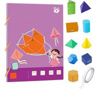 Pull String 3D Geometry Learning Book,Geometry for Beginners with 9/12/15 Solids Geometric Models,Teach Volume & Surface Area Formulas,Safe Braided Rope Design,3D Geometric Activity Book (9 Model)