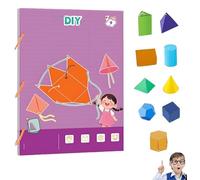 Pull String 3D Geometry Learning Book - Interactive Math Toy with 9/12/15 Shapes (Cube, Cone) for Kids 5-12, Teach Volume & Area, Safe Braided Rope Design (9 Models)