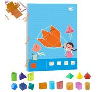 Pull String 3D Geometry Learning Book, Interactive Pull-String Geometry Learning Kit with 9/12/15 Solids, for Teaching Volume & Surface Area Formulas to Kids Ages 3-12 (Blue-15 Models)