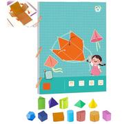 Pull String 3D Geometry Learning Book, Interactive Pull-String Geometry Learning Kit with 9/12/15 Solids, for Teaching Volume & Surface Area Formulas to Kids Ages 3-12 (Green-12 Models)