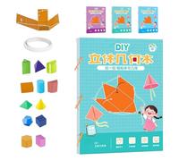 Pull String 3D Geometry Learning Book, Interesting 3D Pull-Wire Handmade Book, Pull-String Model Book, Geometric Solids for Beginners with 9/12/15 Solids Geometric Models (12 Model)