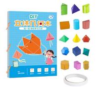 Pull String 3D Geometry Learning Book, Pull String Geometry Solids Workbook Toy for Kid, Funny Geometric Shapes Learning Toy Book with Tape, Creative Geometric Models Educational Toys