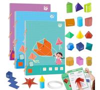 Pull String 3D Geometry Learning Book, Safe Braided Rope Design, Geometry for Beginners with 9/12/15 Solids Geometric Models, Teach Volume & Surface Area Formulas, Pull String Activity Toy (3 Set)