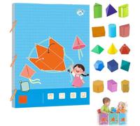 Pull String 3D Geometry Learning Book, Teach Volume & Surface Area Formulas, Boutiquefortun Toy with 9/12/15 Solids, Pull String 3D Geometry Toy, 3D Geometric Shapes Activity Book for Kids (C)