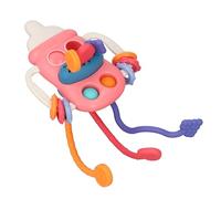Pull String Silicone Teether, Educational Rattle Drum, Sensory Play Toy for Babies 0-12 Months, wear ABS and Silicone Material