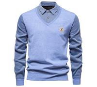 Pull Sweater Col Roulé Pour Hommes Basique Moderne Slim Fit Décontracté Coupe en Coton Confortable Qualité Supérieure Résistant Haut de Anti-Pilling Les Activités Plein Air Randonnée Blue