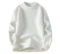 Pull Sweater Col V Pour Hommes en Maille Uni paisseur Moyenne Doux Super Chaud Hiver Léger Transition Automne avec de Chemise Style Haut Qualité Respirant Les Activités Plein Air Randonnée White