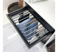 Pull Telescopic Trouser Rack Pull Pants Rack Wardrobe Storage Rack Drawer Hanger Inside with Damping Rail Space Saving Storage Organizer for Cabinet Adjustable Multifunction(85-119.5cm)