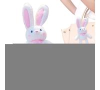 Pull the Rabbit Plush Toy, Pulse Plush Tracing | 11inch Interactive Easter Bunny Plush Animal | Super Soft and Interactive and Switchable Earring Keychain for The Toy