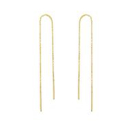 Pull Through Threader Earrings 14k/18K Real Solid Gold Long Piercing Long Pearl/Opal/Ball Tassel Drop Dangle Ear Line Eardrop Earrings Jewelry for Women Teen Girls