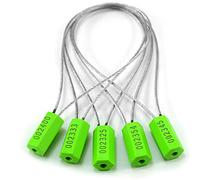 Pull-Tite Steel Security Cable Wire Seals - Numbered Anti-Tamper for Freight Containers, Truck Trailers - Metal Tags-Ties (Green, Pack of 50pcs)