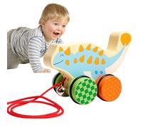 Pull Toys - Cartoon Hand Push Dinosaur - Interactive Cute Wooden Push Toy - Suitable for Kids for Indoor and Outdoor Game in Nursery Kindergarten and Floor Game