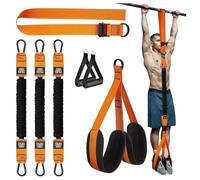 Pull Up Assist Bands with Handles, Heavy Duty Resistance Bands for Pull Up Bar, Adjustable Strength Training Bands with Steel Buckle, Foot & Knee Pads, Carry Case- for Muscle Building, Home Gym, Yoga