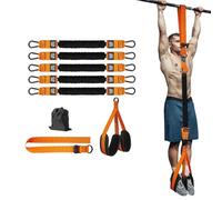 Pull Up Assistance Bands,Heavy Duty Resistance Band Pull Up Assistance Bands,Strength Training Band for Home Gym Fitness,Workout Straps,Adjustable Weight/Size with Feet/Knee Rest (375 LBS-Orange)