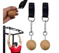 Pull Up Ball Grip - Beech Wood Material | 45Cm Length Bicep Workout Grip Strength Training Bar 2.5 Pounds Bearing Ball Handle For Outdoor Exercise Gym Equipment