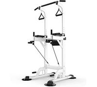 Pull Up Bar Dip Station Power Tower Squat Rack Dipping Station Barbell Rack 300kg Max Load Sturdy Durable Heavy Duty Power Weight for Full Body Workout Indoor Height Adjustable